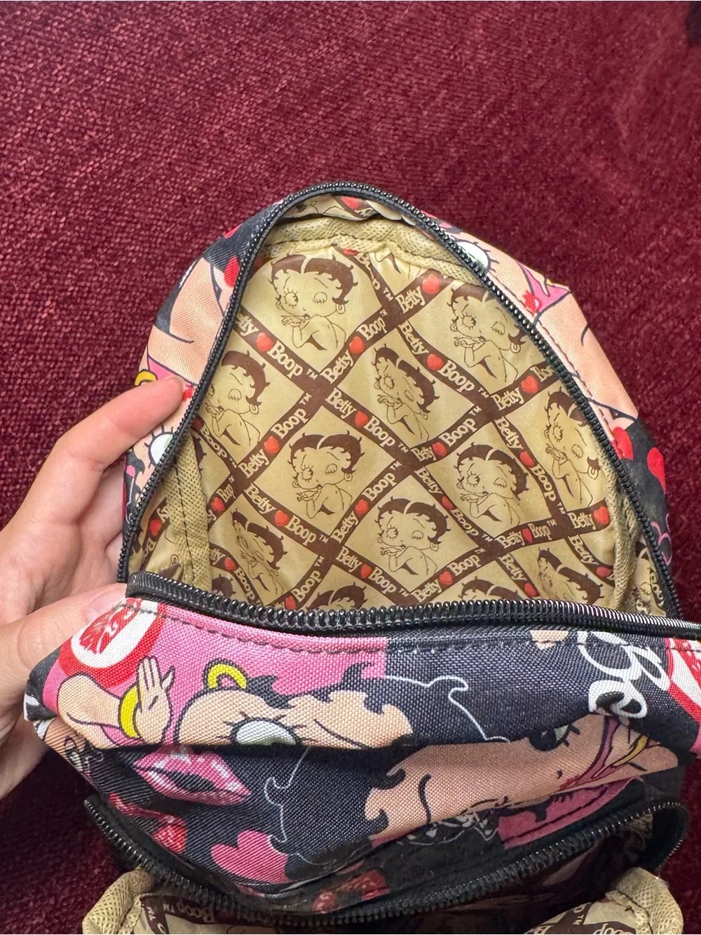 Betty Boop Y2K Black, Pink & Cream Mini Backpack with Character Print